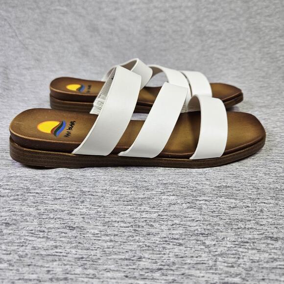 Maui Island Kona Sandals Womens White Strappy Wedge Vacation Beach Square Toe 7 - Picture 3 of 12